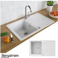 Bergström Spülbecken Weiß 76.5 x 46 cm mit Trockenplatz, Model 12321