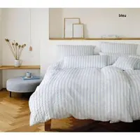 Elegante Web-Seersucker Bettwäsche Svaneke 155x220 cm + 40x80 cm | bleu - blau