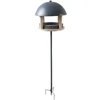 ROYAL GARDINEER XL-Vogelhaus, Metalldach, Erdspieß & Futterfläche aus Holz, Ø 33,5 cm