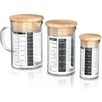 Arendo Messkrug Set 50, 125, 250 ml, Glas, luftdicht, mit Deckel