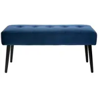 Miliboo Gepolsterte Design-Bank aus nachtblauem Samtstoff und schwarzem Metall L95 cm GUESTA