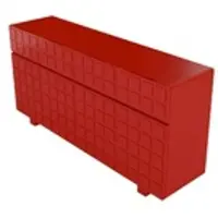 Skandica CUBO LONG Kommode 3D mit dekorierter Front / 4 Schubladen / 4 Türen / 169 cm / Rot