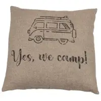 David Fussenegger Kissenhülle Silvretta 'Yes, we camp' 50 x 50 cm Rauch - Beige