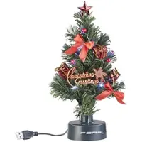 INFACTORY USB-Weihnachtsbaum mit LED-Farbwechsel-Glasfaserlichtern