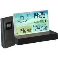 MagneticLand Funk-Wetterstation mit rahmenlosem LCD-Display, Außensensor, Funk-Uhr