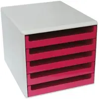 M&M M und M Schubladenbox mit lichtgrauer Hülle pink, 28.4x26x35.9 cm