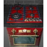 Kaiser Gas Herdset Autark Empire Bordeaux-Rot / Elektro Einbau Backofen EH 6355 RotEm 67L + Glaskeramik Gaskochfeld KCG 6335 RotEm 60cm