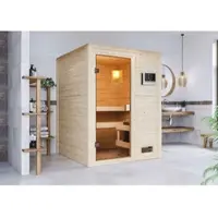 Karibu Sauna "Worpswede" SET naturbelassen mit Ofen 3,6 kW ext. Strg.