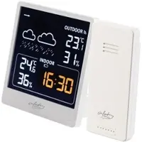 INFACTORY Wetterstation mit Außensensor, VA-Farbdisplay, Wetterprognose, weiß