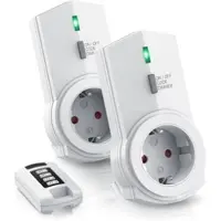 Bearware Dimmbare Funksteckdosen - Set mit Fernbedienung - 2er Set für den Innenbereich Indoor + 1 Fernbedienung - LED Statusanzeige