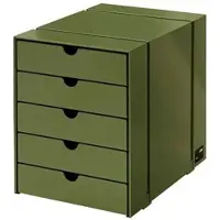 USM United Soft USM Inos, Schubladenkasten, 5 Schubladen, geschlossen Olivegrün