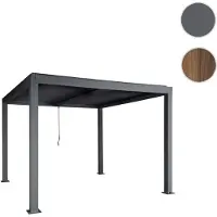 Mendler Pergola HWC-L46, Gartenpavillon Lamellen-Pavillon, 10cm-Aluminium-Gestell, Regenrinne sturmfest, 3x4m anthrazit