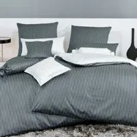 Janine Mako-Satin Bettwäsche modern classic anthrazit Bettbezug einzeln 200x200 cm - grau