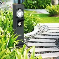 Longlife LED Garten Steckdosensäule für außen - Farbe: Anthrazit - Ausführung: 3 Steckdosen m...