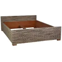 MiaMöbel Rattanbett 200x200cm 'Luna' Massivholz, Rattan Mango