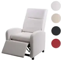 Mendler Fernsehsessel HWC-H18, Relaxsessel Liege Sessel, Kunstleder klappbar 99x70x75cm weiß