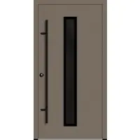Haustuerenland.de Aluminium Haustür "AURORA" 82 mm RC2 BLACKLINE Beigegrau RAL 7006 beidseitig innen öffnend DIN links