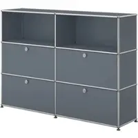 USM United Soft USM Haller Sideboard mit 4 Klapptüren und 2 offenen Fächern mittelgrau