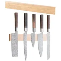 Rosenstein & Söhne Durchgehende Magnet-Messerleiste aus echtem Hevea-Holz, massiv, 36 cm