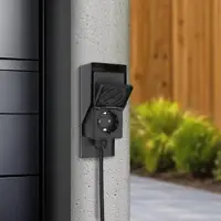 Longlife LED Aufputz Steckdose für außen 2-fach IP44 Gartensteckdose - Farbe: Schwarz matt