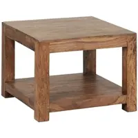 KADIMA DESIGN Couchtisch MUMBAI Massiv-Holz Sheesham 60 x 60 cm Wohnzimmer-Tisch Design dunkel-braun Landhaus-Stil Beistelltisch