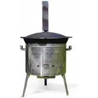 Grillpeter Utschak aus Edelstahl 2mm mit Rauchrohr Timur mit Kazan aus Gusseisen 22L