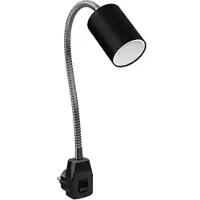 Ledscom.de GU10 Steckdosenlampe WAIKA Schwanenhals, Schalter, schwarz inkl. GU10 LED Lampe 450lm warmweiß
