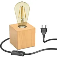 Ledscom.de Tischlampe HITO, Holz massiv, eckig, inkl. E27 LED Retro gold max. 814lm extra-warmweiß 3-Stufen