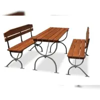 Metro Professional Bierzeltgarnitur 3-tlg., Kiefernholz/Stahl, 1 Biertisch 180 x 60 cm, 2 Bierbänke 180 x 36 cm, dunkelbraun/silber
