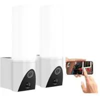VisorTech 2er-Set LED-Außenwandleuchte & WLAN-2K-Kamera, PIR, App, weiß