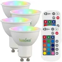 Luminea 4er-Set LED-Spots GU10, RGBW, 4,8 W, 400 lm, dimmbar