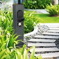 Longlife LED Garten Steckdosensäule für außen - Farbe: Anthrazit - Ausführung: 4 Steckdosen