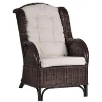 MiaMöbel Rattansessel 'Panama' dunkelbraun 100% Baumwolle, Rattan
