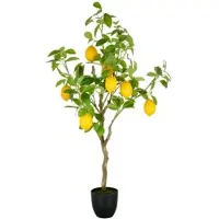 Möbel Kraft Kunstpflanze Zitronenbaum, Kunstbaum im Topf mit Kunststoffstamm, Höhe 115 cm