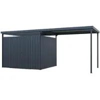 GreenYard Metallgerätehaus 7m2 Skylight mit 7m2 Carport-Erweiterung 2 in 1, ca. 245 x 576 x 226 cm