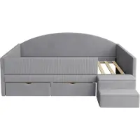 OKWISH Badezimmerschrank Hochschrank 40x30x160 cm mit 2 Schubladen und 3 offenen Regalen, freistehend, MDF+Spanplatte, Weiß