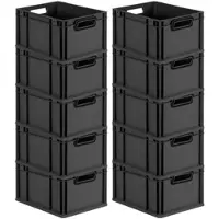 Proregal SparSet 10x Eurobox Nextgen Color HxBxT 22x30x40cm 20 Liter Griffe Schwarz Offen Schwarz Eurobehälter Transportbox Transportbehälter