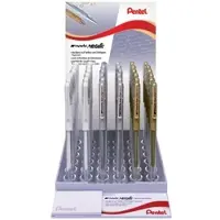 Pentel Gel-Tintenroller K118, weiß, gold und silber, Display
