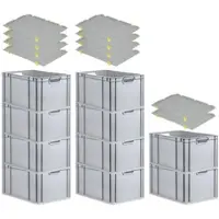 Proregal SparSet 10x Eurobox NextGen Grip mit Auflagedeckel mit 4 Gelben Schiebeschnappverschlüssen HxBxT 32 x 40 x 60 cm 65 Liter