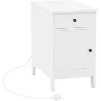 Costway Nachttisch mit Schublade, Beistelltisch mit USB-Anschlüssen, Steckdosen und Ablagefach, 60 x 35 x 60 cm (1 Stück, weiß)
