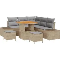 vidaXL Gartensofa-set 8 Stk. Beige Poly Rattan