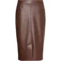 Calvin Klein Faux Leather Midi Skirt Rich Brown Größe: 8 | Lederröcke Outlet | Damen | Braun