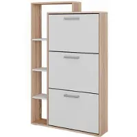 Vicco Schuhkipper Orlando, Weiss/Sonoma, 80 x 128.3 cm mit 3 Klappfächern