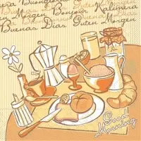 Mank Cocktail-Serviette Tissue Day, 25 x 25 cm, 100 Stück - Frühstück Kaffee Tee Kakao Brötchen