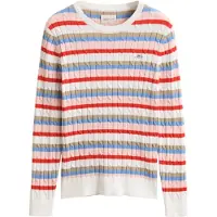 Gant Sweater "Strickpullover STRETCH COTTON CABLE STRIPE C-NECK"
