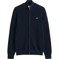 Gant Sweatjacke Herren Micro Textured Cotton Zip Cardigan Evening Blue-L