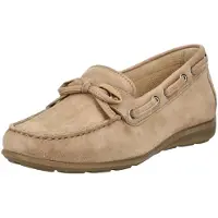 Gabor Damen Mokassins Beige mit Schleife vorne, flacher bequemer Sohle und Zierdetails