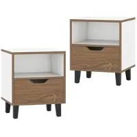 Costway Nachttisch 2er Set mit Offenem Fach und Schublade 37x33x44cm