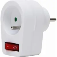 Kopp 705202002 Mittenschutzkontakt-Zwischenstecker (Export), mit 1-poligem beleuchtetem Schalter, Farbe: weiß - 10 Stück