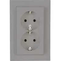 Kopp 929547000 HK07 - Schutzkontakt-Steckdose, 2-fach, Farbe: stahl